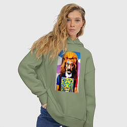Толстовка оверсайз женская Сальвадор Дали в образе льва, цвет: авокадо — фото 2