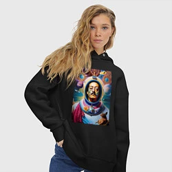 Толстовка оверсайз женская Космонавт Сальвадор Дали, цвет: черный — фото 2