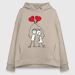 Женское худи оверсайз Влюбленные с шариками