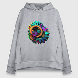 Женское худи оверсайз Цветные шестерёнки