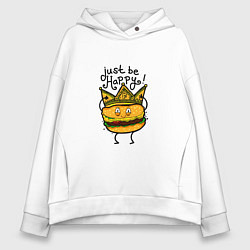 Толстовка оверсайз женская Just be happy, цвет: белый