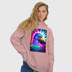 Толстовка оверсайз женская Neon eagle - neural network, цвет: пыльно-розовый — фото 2
