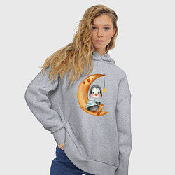 Толстовка оверсайз женская Пингвин на месяце, цвет: меланж — фото 2