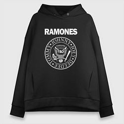 Толстовка оверсайз женская Ramones Blitzkrieg Bop, цвет: черный