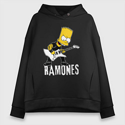 Женское худи оверсайз Ramones Барт Симпсон рокер
