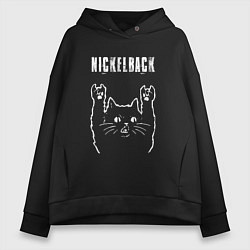 Женское худи оверсайз Nickelback рок кот
