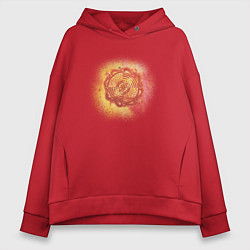 Женское худи оверсайз Мандала силы, красная, огненная