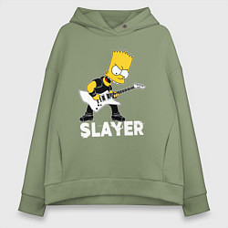 Женское худи оверсайз Slayer Барт Симпсон рокер
