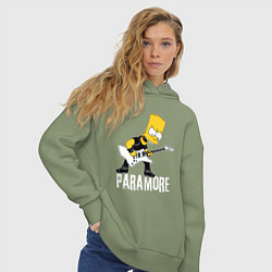 Толстовка оверсайз женская Paramore Барт Симпсон рокер, цвет: авокадо — фото 2
