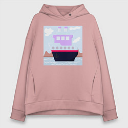 Женское худи оверсайз Корабль двухъярусный с трубами
