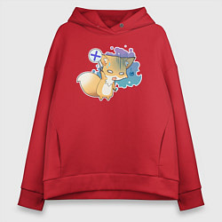 Женское худи оверсайз Милая лисичка устала