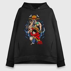 Толстовка оверсайз женская One Piece run, цвет: черный
