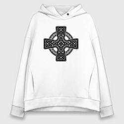 Толстовка оверсайз женская Кельтский крест, цвет: белый