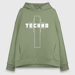 Женское худи оверсайз Techno крест