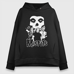 Толстовка оверсайз женская Misfits рок группа, цвет: черный