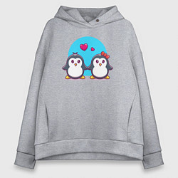 Толстовка оверсайз женская Penguins love, цвет: меланж