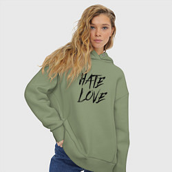 Толстовка оверсайз женская Hate love Face, цвет: авокадо — фото 2