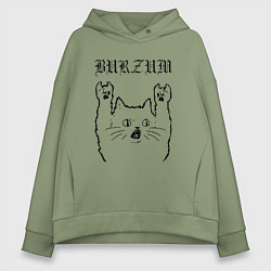 Толстовка оверсайз женская Burzum - rock cat, цвет: авокадо