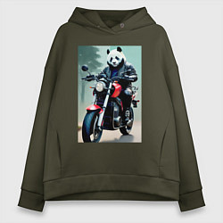 Женское худи оверсайз Panda - cool biker