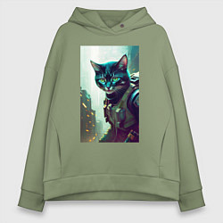 Женское худи оверсайз Cool kitten - cyberpunk