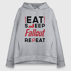 Женское худи оверсайз Надпись: eat sleep Fallout repeat