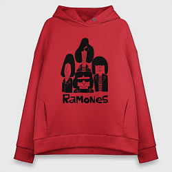 Толстовка оверсайз женская Ramones панк рок группа, цвет: красный