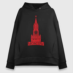 Толстовка оверсайз женская Kremlin Moscow, цвет: черный