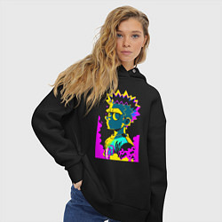 Толстовка оверсайз женская Bart Simpson - pop art, цвет: черный — фото 2