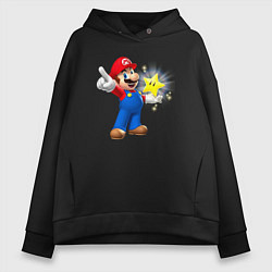 Женское худи оверсайз Марио держит звезду