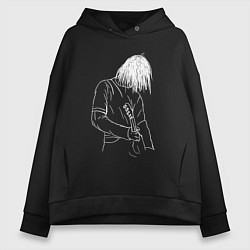 Толстовка оверсайз женская Kurt Cobain grunge, цвет: черный