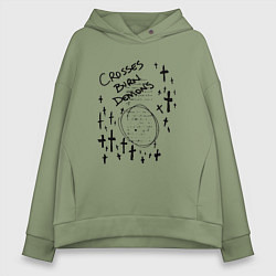 Толстовка оверсайз женская Crosses burn demons, цвет: авокадо