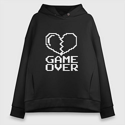 Женское худи оверсайз Пиксельное сердечко Game over