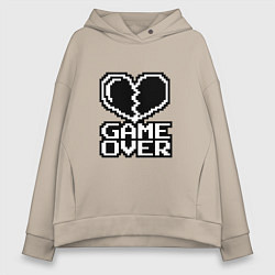 Толстовка оверсайз женская Game Over на черном фоне, цвет: миндальный