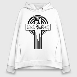 Толстовка оверсайз женская Black Sabbath Cross, цвет: белый