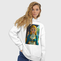 Толстовка оверсайз женская The legend of Zelda - ahegao art, цвет: белый — фото 2