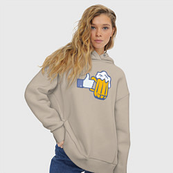 Толстовка оверсайз женская Like beer, цвет: миндальный — фото 2