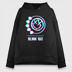 Толстовка оверсайз женская Blink 182 glitch rock, цвет: черный