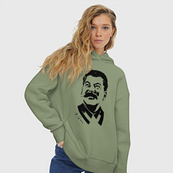 Толстовка оверсайз женская Сталин чб, цвет: авокадо — фото 2