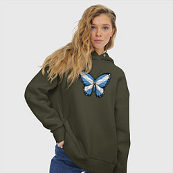 Толстовка оверсайз женская Шотландия бабочка, цвет: хаки — фото 2