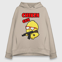Толстовка оверсайз женская Chicken machine gun, цвет: миндальный