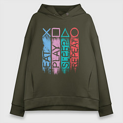 Женское худи оверсайз Ешь играй спи повтори