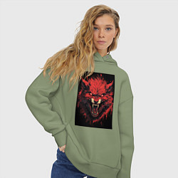 Толстовка оверсайз женская Красный волк, цвет: авокадо — фото 2