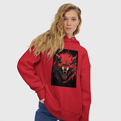 Толстовка оверсайз женская Красный волк, цвет: красный — фото 2