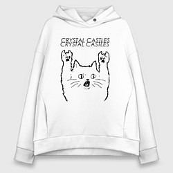 Толстовка оверсайз женская Crystal Castles - rock cat, цвет: белый