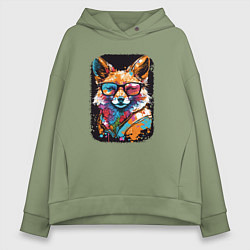 Женское худи оверсайз Abstract Colorful Fox