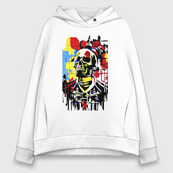 Толстовка оверсайз женская Skull - pop art - sketch, цвет: белый