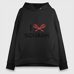 Толстовка оверсайз женская I Love Squash, цвет: черный