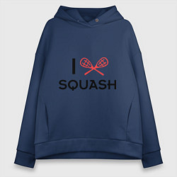 Толстовка оверсайз женская I Love Squash, цвет: тёмно-синий