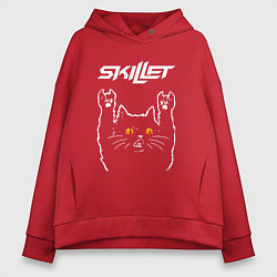 Толстовка оверсайз женская Skillet rock cat, цвет: красный