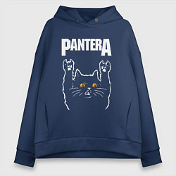 Толстовка оверсайз женская Pantera rock cat, цвет: тёмно-синий